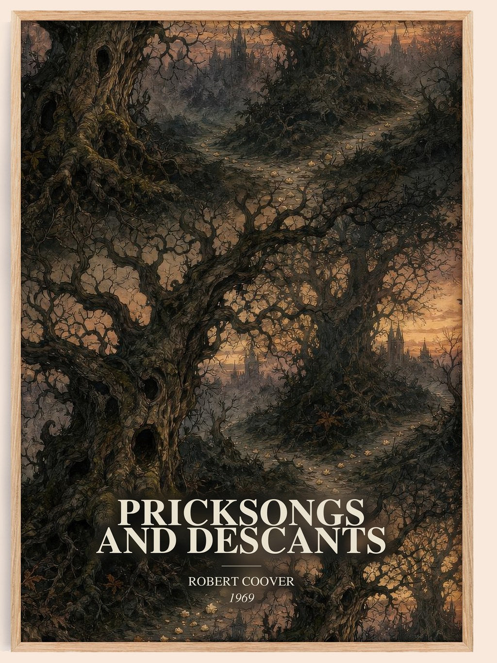 Pricksongs and Descants watercolour book poster by Robert Coover – framed literary art print