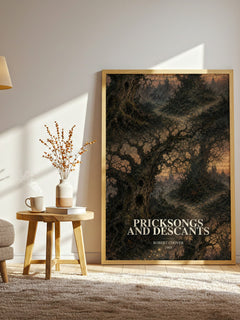 Pricksongs and Descants watercolour print in frame leaning in hallway – literary fiction wall art