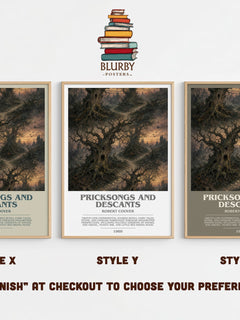 Pricksongs and Descants Bookish Wall Art by Robert Coover – Style X, Y and Z side by side – choose your finish