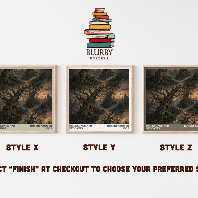 Pricksongs and Descants literary print in frame leaning in hallway – literary fiction wall art