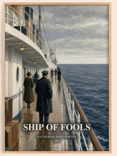 Ship Of Fools watercolour book poster by Katherine Anne Porter – framed literary art print