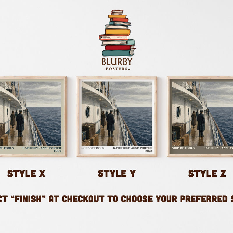Ship Of Fools literary print in frame leaning in hallway – literary fiction wall art