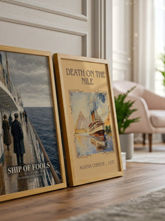 Ship Of Fools watercolour print framed by window – literary home decor