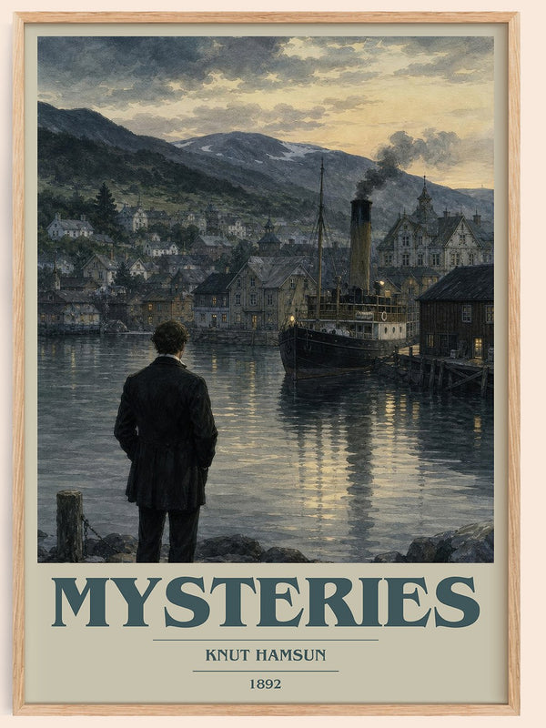 Mysteries book cover book poster by Knut Hamsun – framed literary art print