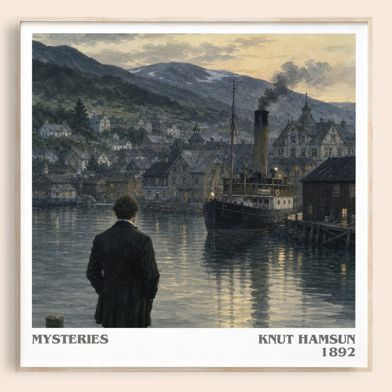 Mysteries literary book poster by Knut Hamsun – framed literary art print