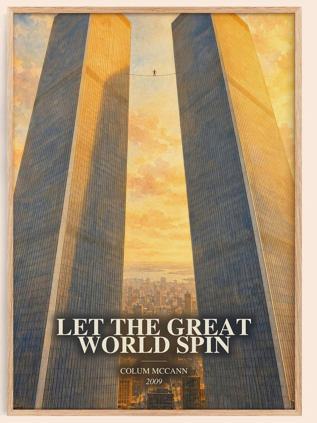 Let the Great World Spin watercolour book poster by Colum McCann – framed literary art print