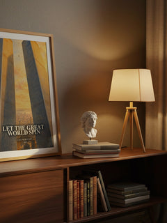 Let the Great World Spin watercolour print on bookshelf – Colum McCann fan gift