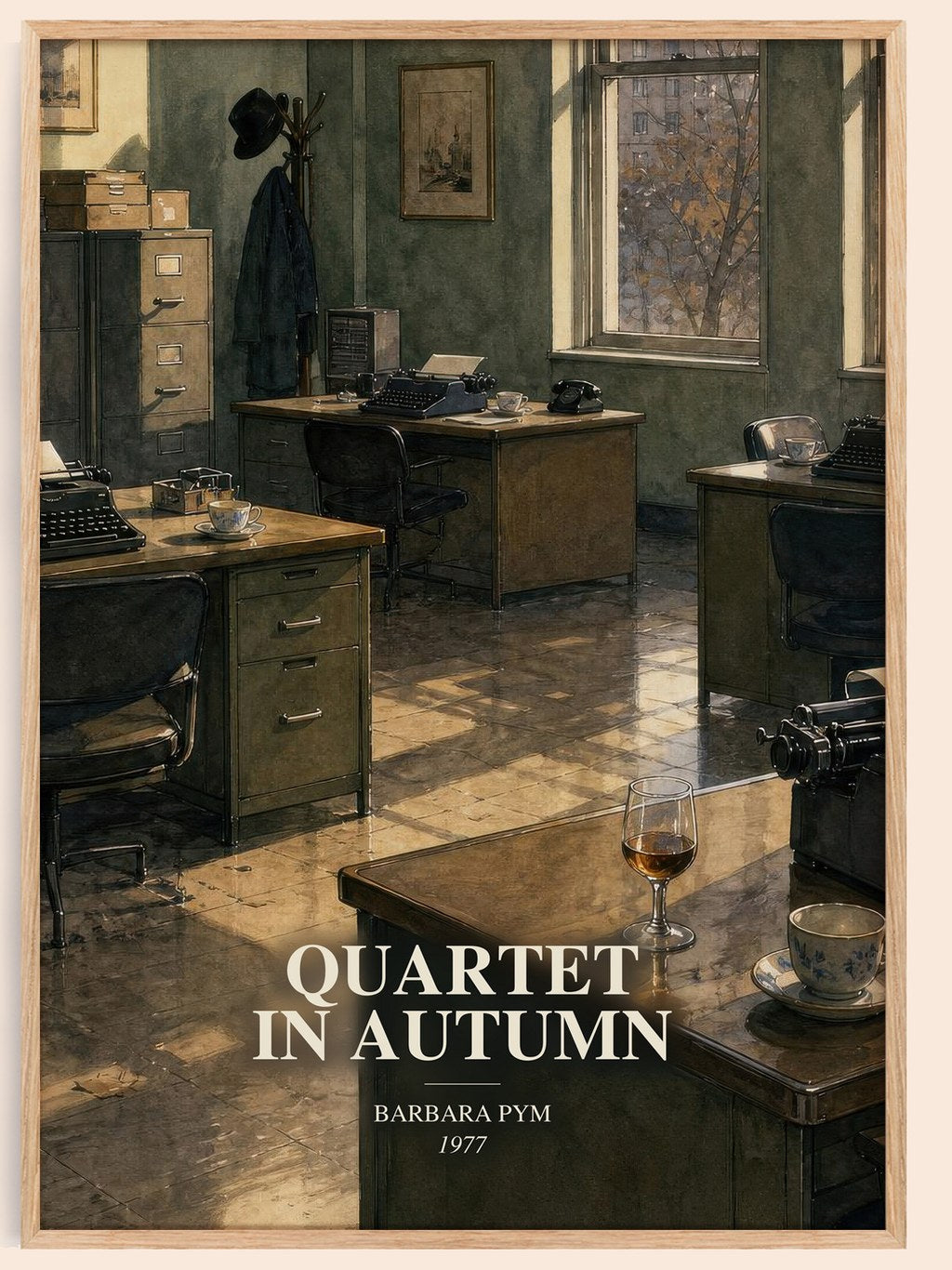 Quartet in Autumn watercolour book poster by Barbara Pym – framed literary art print