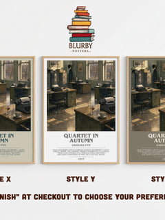 Quartet in Autumn Bookish Wall Art by Barbara Pym – Style X, Y and Z side by side – choose your finish