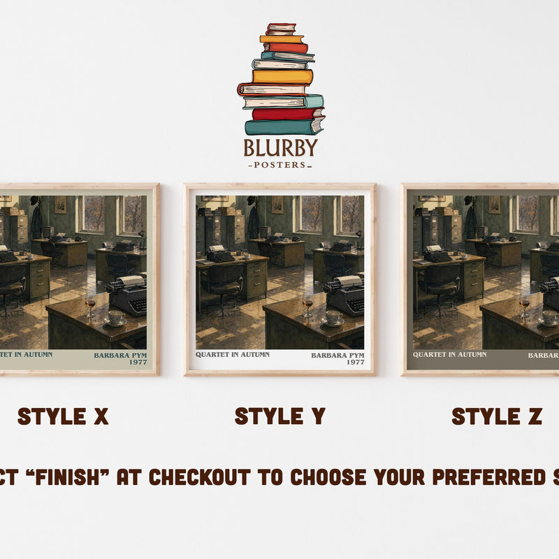 Quartet in Autumn literary print in frame leaning in hallway – literary fiction wall art