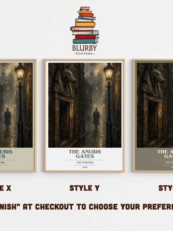 The Anubis Gates book cover print in frame leaning in hallway – fantasy wall art