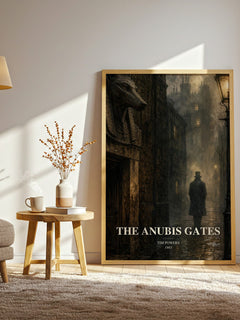 The Anubis Gates watercolour print in frame leaning in hallway – fantasy wall art