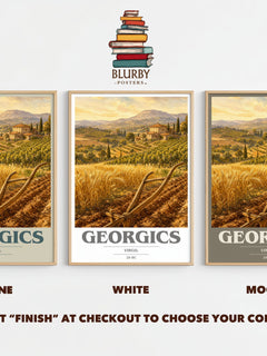 Georgics book cover print framed by window – Stone, White and Mocha side by side – choose your colour