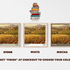 Georgics literary print framed by window – Stone, White and Mocha square prints side by side – choose your colour