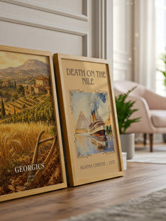 Georgics watercolour print framed by window – literary home decor