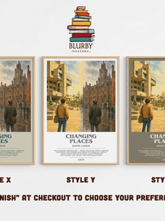 Changing Places Bookish Wall Art by David Lodge – Style X, Y and Z side by side – choose your finish