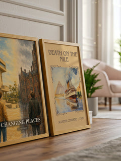 Changing Places watercolour print framed by window – literary home decor
