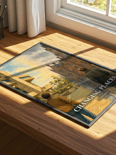 Changing Places watercolour book poster framed on wall – satire wall art