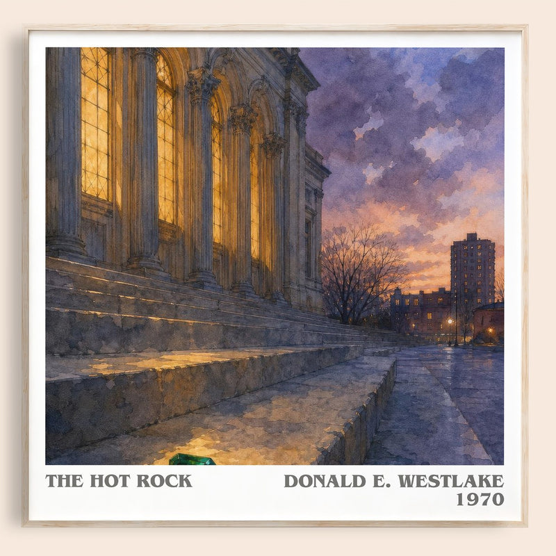 The Hot Rock literary book poster by Donald E. Westlake – framed literary art print