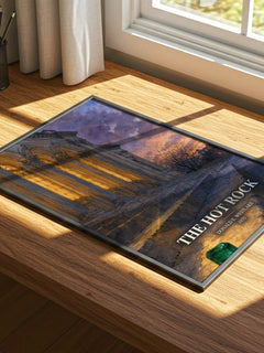 The Hot Rock watercolour book poster framed on wall – crime wall art