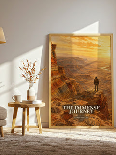 The Immense Journey watercolour print in frame leaning in hallway – non fiction wall art