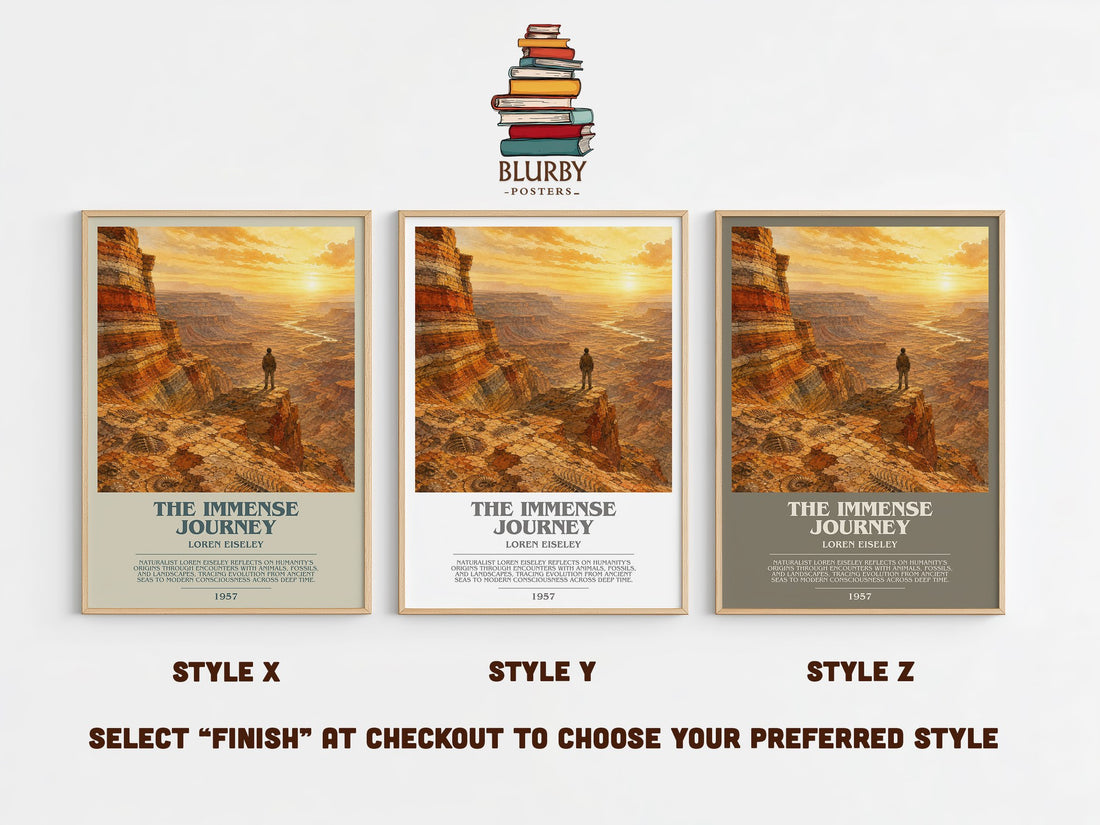 The Immense Journey Bookish Wall Art by Loren Eiseley – Style X, Y and Z side by side – choose your finish