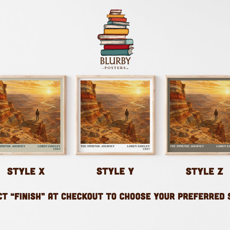 The Immense Journey literary print in frame leaning in hallway – non fiction wall art