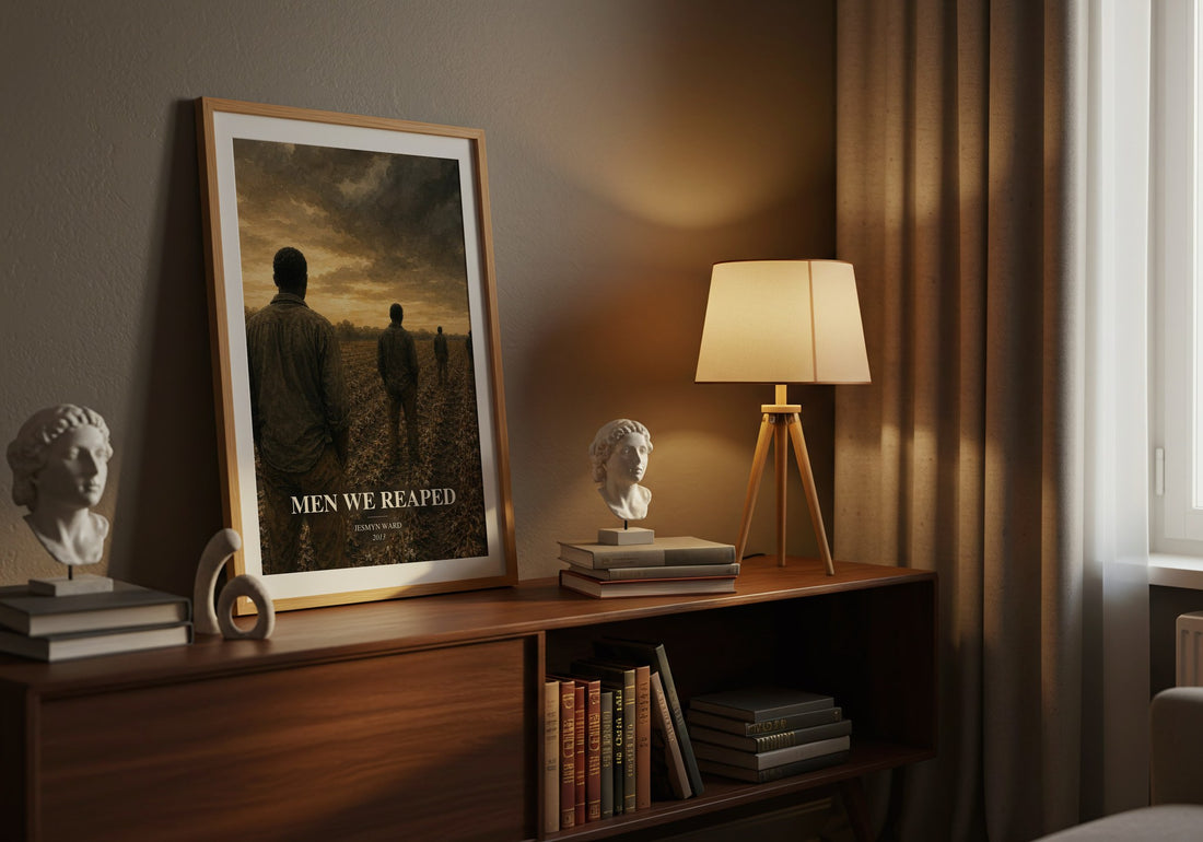 Men We Reaped watercolour print on bookshelf – Jesmyn Ward fan gift