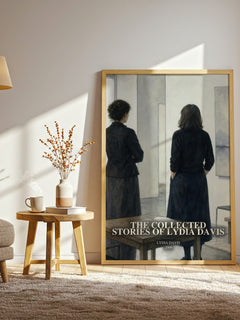 The Collected Stories Of Lydia Davis watercolour print in frame leaning in hallway – literary fiction wall art