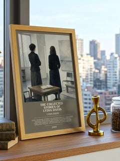 The Collected Stories Of Lydia Davis Bookish Wall Art by Lydia Davis – framed print on a city-view windowsill