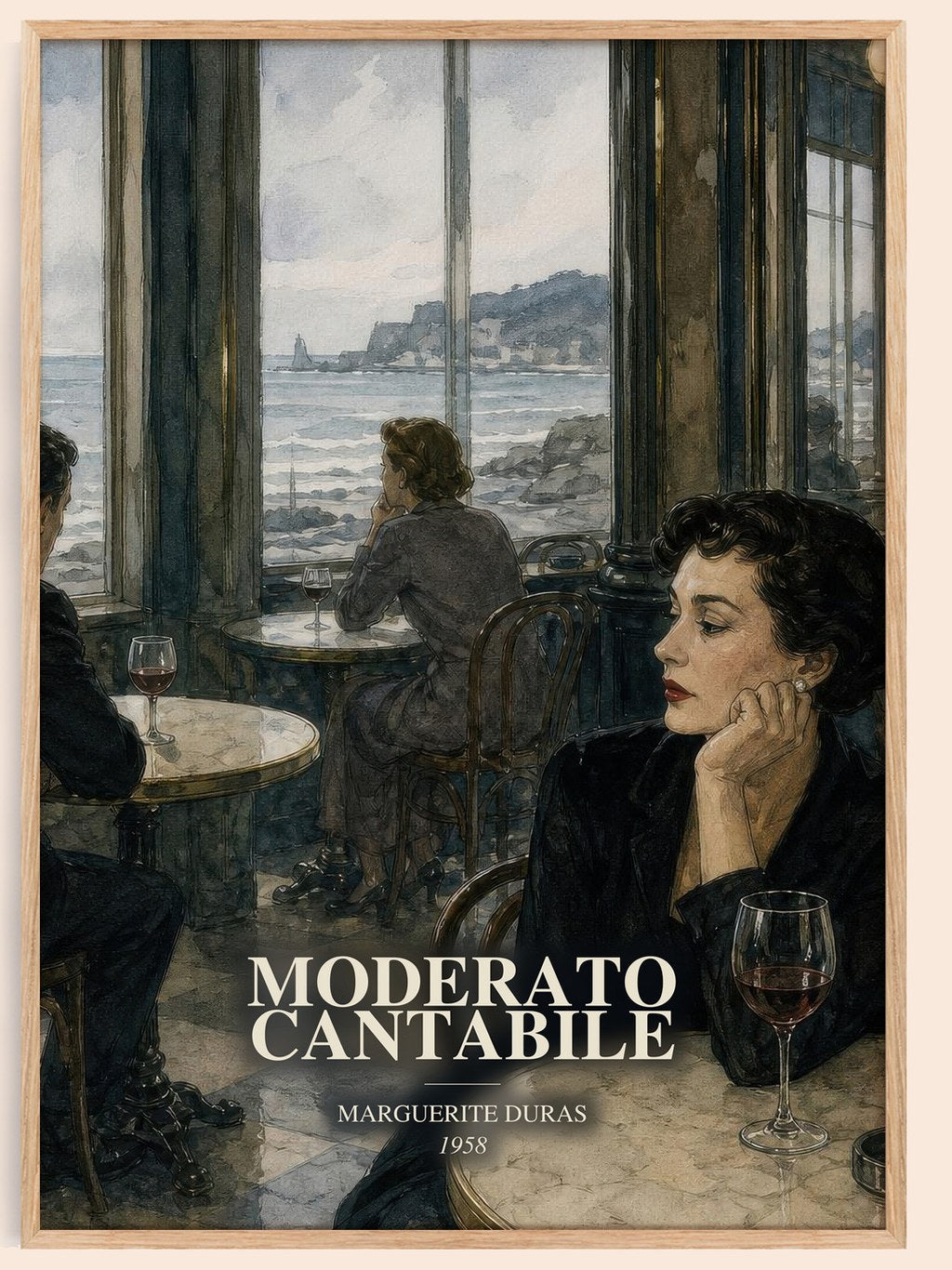 Moderato Cantabile watercolour book poster by Marguerite Duras – framed literary art print