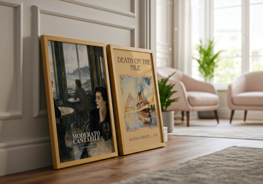Moderato Cantabile watercolour print framed by window – literary home decor