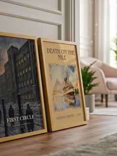 First Circle watercolour print framed by window – literary home decor