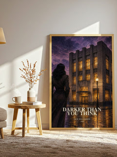 Darker Than You Think watercolour print in frame leaning in hallway – horror wall art