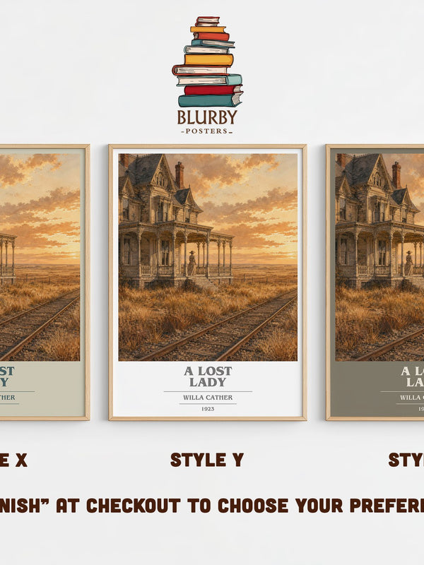 A Lost Lady book cover print in frame leaning in hallway – literary fiction wall art