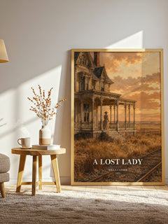 A Lost Lady watercolour print in frame leaning in hallway – literary fiction wall art