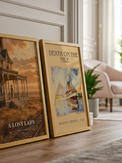 A Lost Lady watercolour print framed by window – literary home decor
