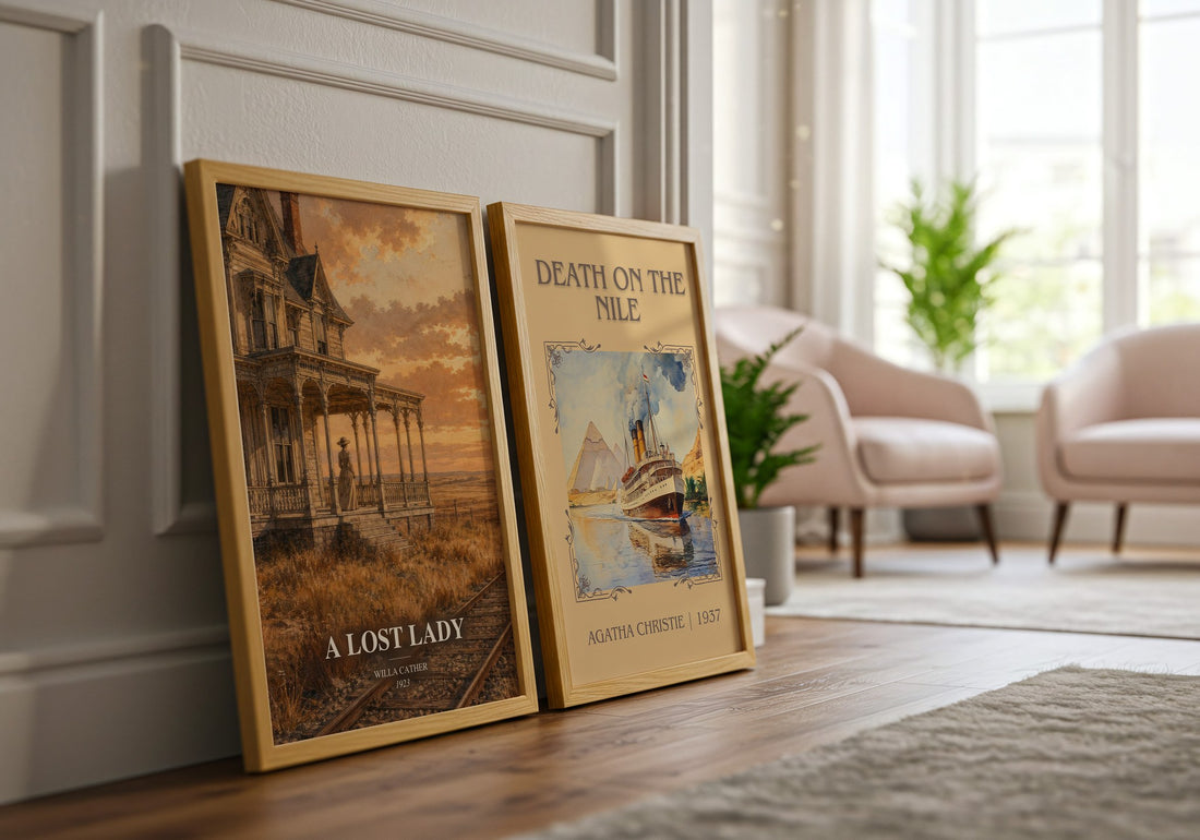 A Lost Lady watercolour print framed by window – literary home decor
