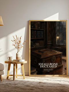 Smallbone Deceased watercolour print in frame leaning in hallway – mystery wall art