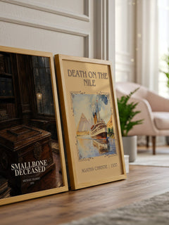 Smallbone Deceased watercolour print framed by window – literary home decor