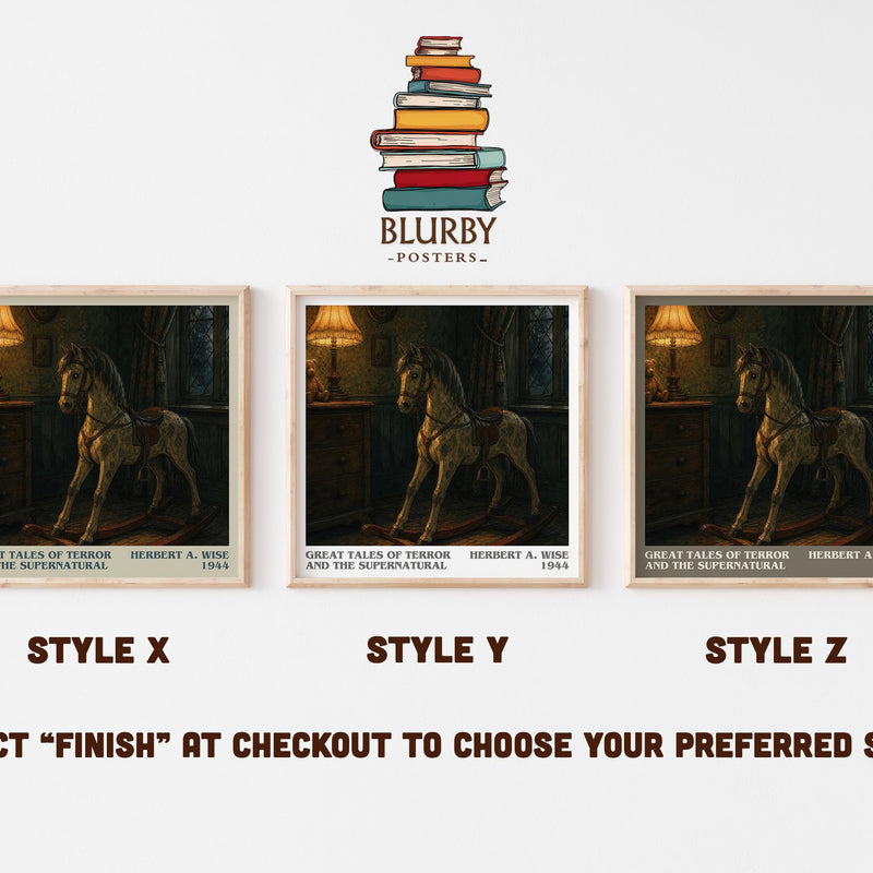 Great Tales Of Terror And The Supernatural literary print in frame leaning in hallway – horror wall art