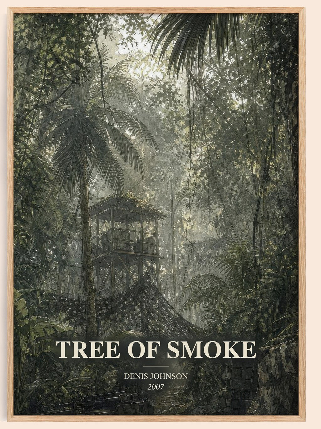 Tree of Smoke watercolour book poster by Denis Johnson – framed literary art print