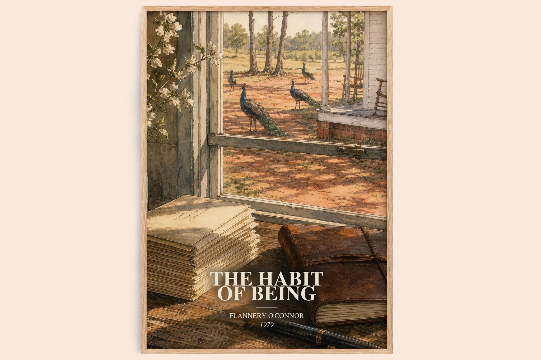 The Habit of Being Book Watercolour Illustration by Flannery O'Connor
