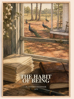 The Habit of Being watercolour book poster by Flannery O'Connor – framed literary art print