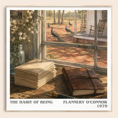The Habit of Being literary book poster by Flannery O'Connor – framed literary art print