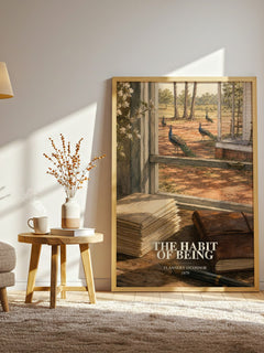 The Habit of Being watercolour print in frame leaning in hallway – memoir wall art