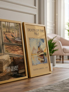 The Habit of Being watercolour print framed by window – literary home decor