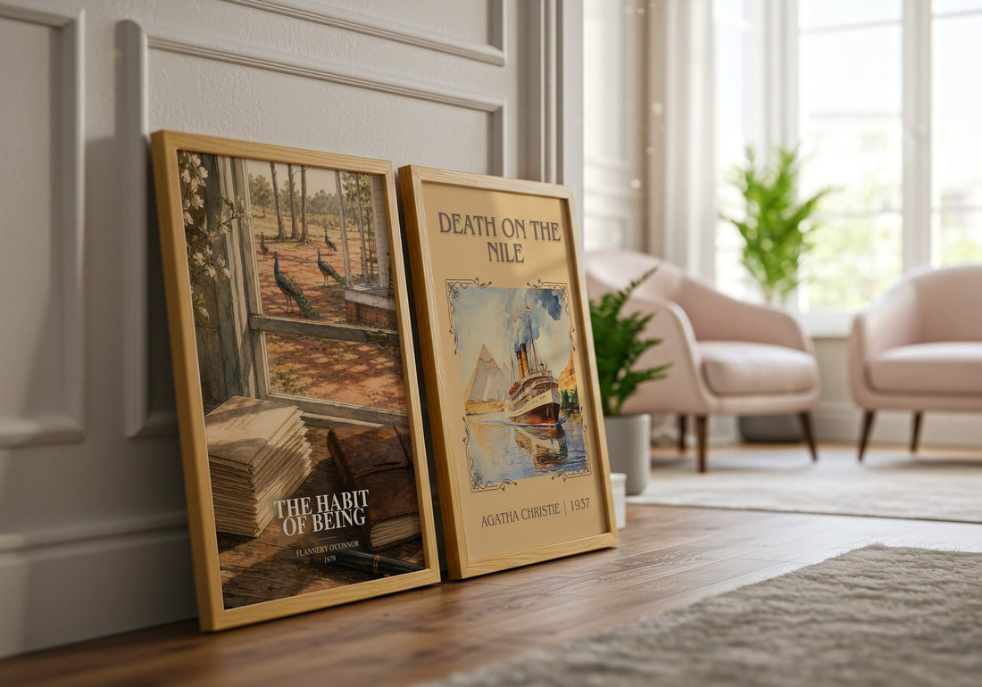 The Habit of Being watercolour print framed by window – literary home decor