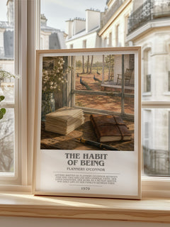 The Habit of Being bookish print in frame leaning in hallway – memoir wall art