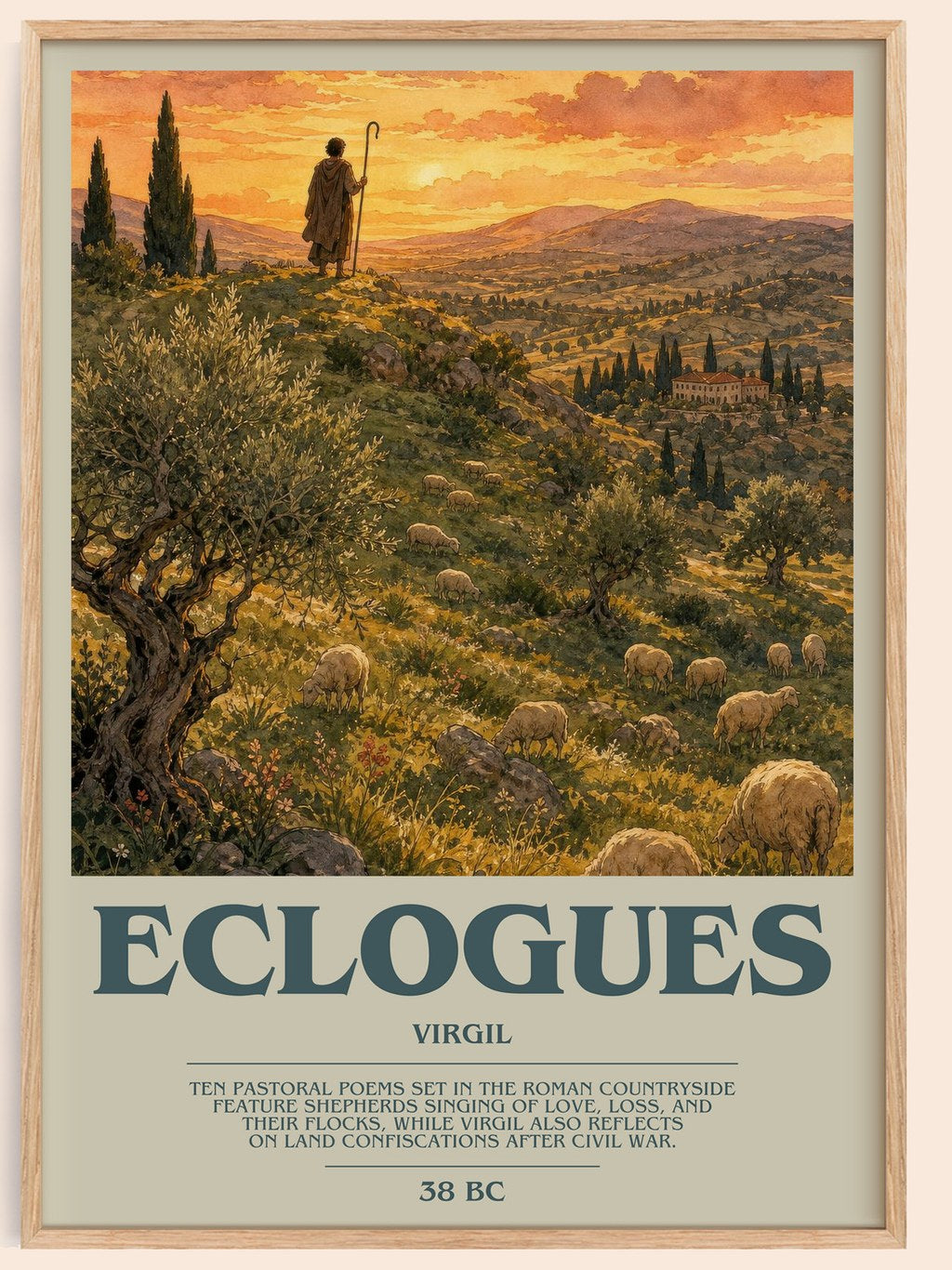 Eclogues bookish book poster by Virgil – framed literary art print
